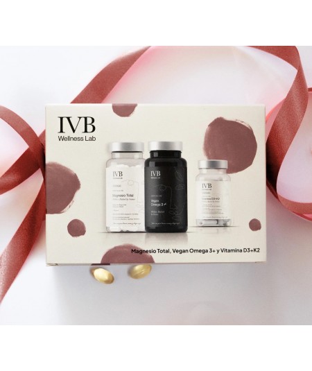 Combinación de Magnesio, Omega 3 y Vitamina D3+K2 del Pack Esenciales de IVB Wellness Lab.