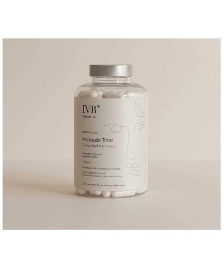 Complemento alimenticio IVB Magnesio Total para salud muscular y descanso.