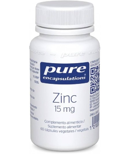 Cápsulas vegetales de Zinc 15 mg Pure Encapsulations – alta absorción
